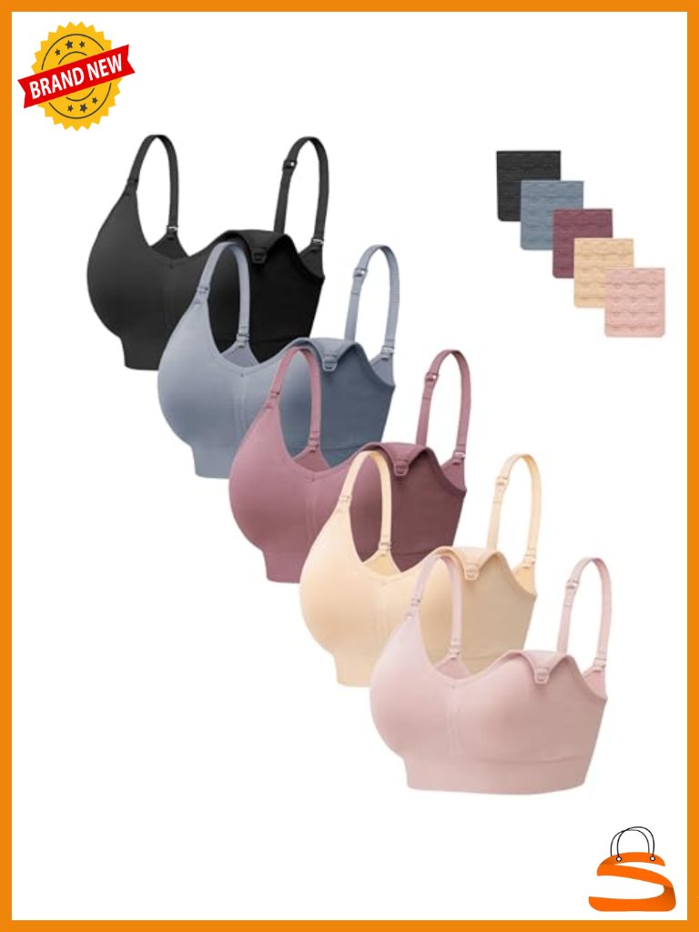 5 Pack Maternity Nursing Bras Seamless Sleep Bralette With Extenders